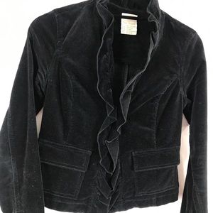 Free People Ruffle Stretch Velvet Jacket Blazer XS